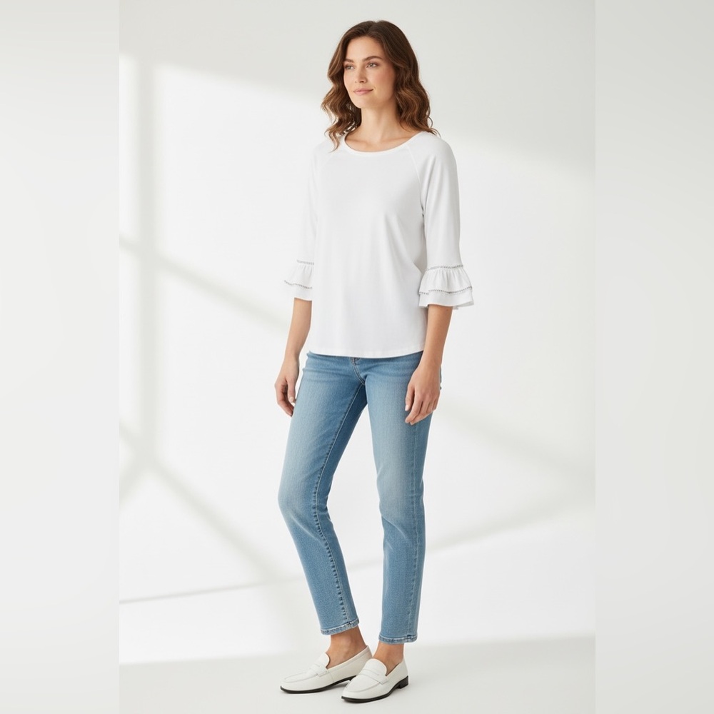 Lilly Pulitzer Bell Sleeve Tee White Size Large